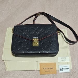 Authentic Louis Vuitton Pochette Metis Empreinte Marine Rouge